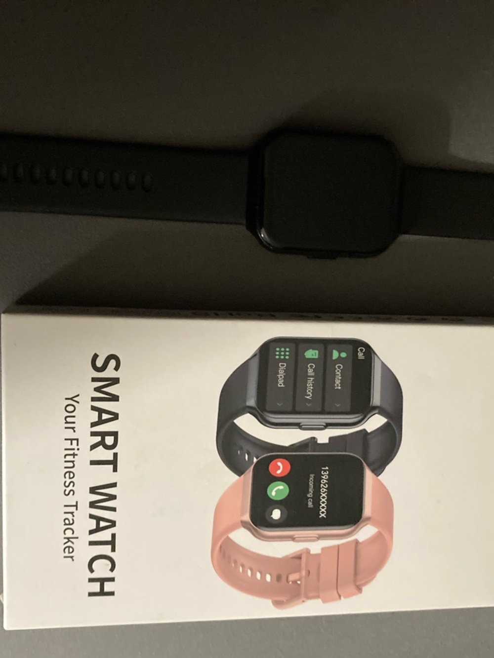 Black Smart Watch Fitness Tracker with Touchscreen and Silicone Band